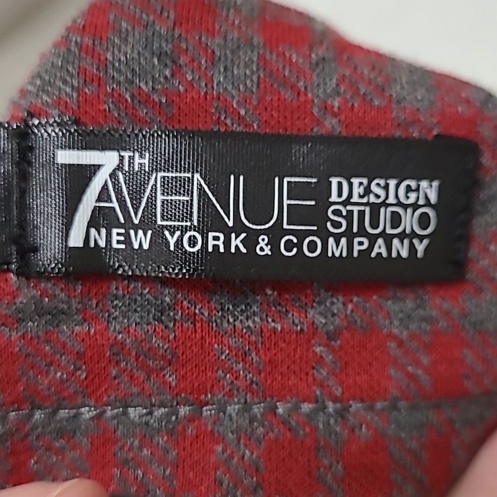 7th Avenue Design Studio Red & Grey Plaid Pullon Pants size Medium - Picture 3 of 10